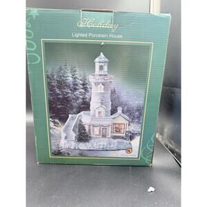 Lighted Porcelain Lighthouse Christmas Decoration